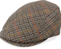 Flat Caps-MJM Hats Daffy 3 El Virgin Wool/Cashmere Green Check Flat Cap -