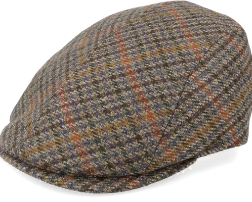 Flat Caps-MJM Hats Daffy 3 El Virgin Wool/Cashmere Green Check Flat Cap -