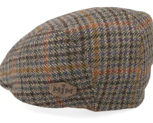 Flat Caps-MJM Hats Daffy 3 El Virgin Wool/Cashmere Green Check Flat Cap -