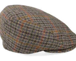Flat Caps-MJM Hats Daffy 3 El Virgin Wool/Cashmere Green Check Flat Cap -