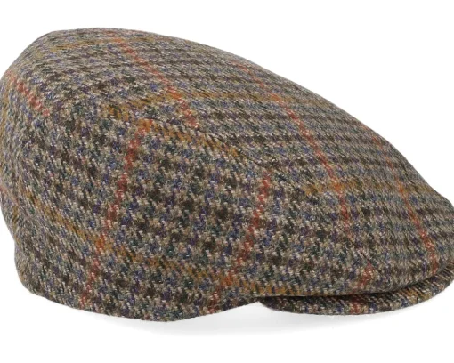 Flat Caps-MJM Hats Daffy 3 El Virgin Wool/Cashmere Green Check Flat Cap -