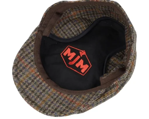 Flat Caps-MJM Hats Daffy 3 El Virgin Wool/Cashmere Green Check Flat Cap -