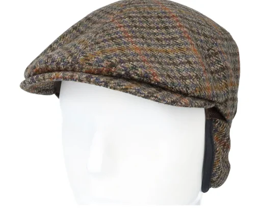 Flat Caps-MJM Hats Daffy 3 El Virgin Wool/Cashmere Green Check Flat Cap -