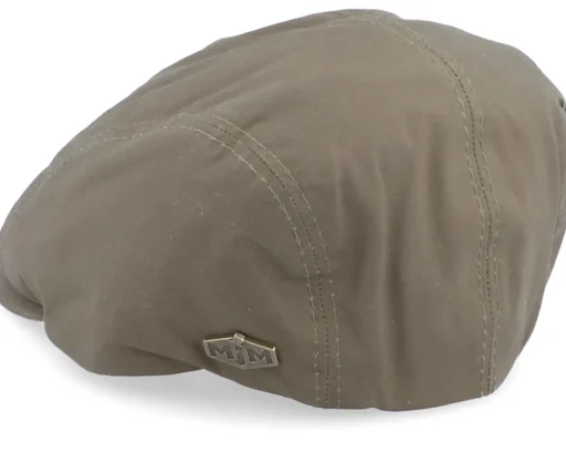 New MJM Hats Daffy 3 Wax Cotton Green Flat Cap -
