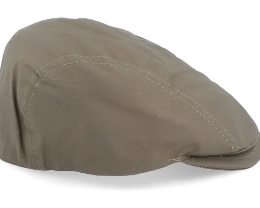 New MJM Hats Daffy 3 Wax Cotton Green Flat Cap -