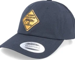 Dad Cap-Iconic Danger Crocodiles No Swimming Navy Dad Cap -