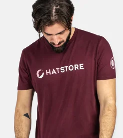 Clearance Hatstore Dark Cherry Pink/White T-shirt - Red