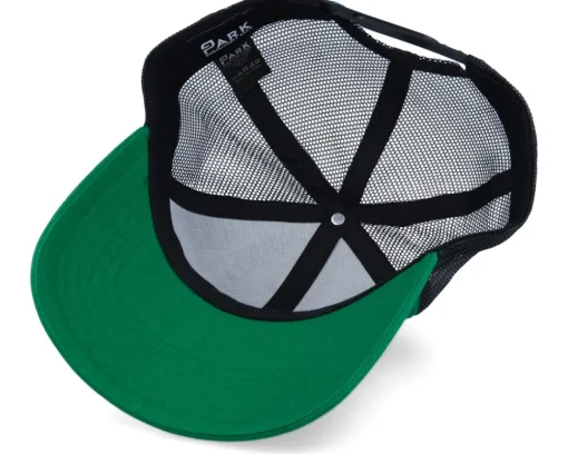 Organic Caps-Park Dark /Black Sustainable Trucker - Green