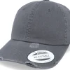 Dad Cap | Blanks-Yupoong Dark Grey Destroyed Dad Cap -