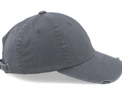 Dad Cap | Blanks-Yupoong Dark Grey Destroyed Dad Cap -