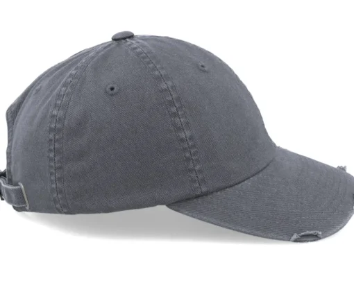 Dad Cap | Blanks-Yupoong Dark Grey Destroyed Dad Cap -