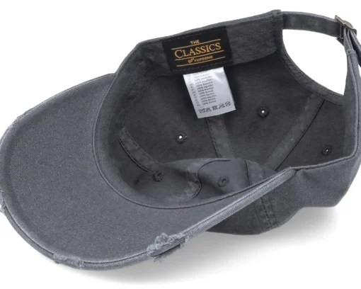 Dad Cap | Blanks-Yupoong Dark Grey Destroyed Dad Cap -