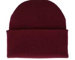 Cuff Beanies-Wild Spirit Deer Box Patch Burgundy/Beige Beanie -