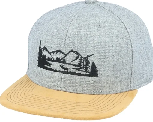 Snapback-Iconic Deer Nature Silhouette Grey/Suede Snapback -