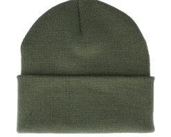 Cuff Beanies-Wild Spirit Deer Shield Patch Olive/Green Beanie -
