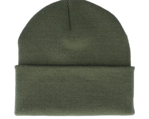 Cuff Beanies-Wild Spirit Deer Shield Patch Olive/Green Beanie -
