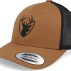 Trucker-Hunter Deer Silhouette Crest Caramel/Black Trucker -