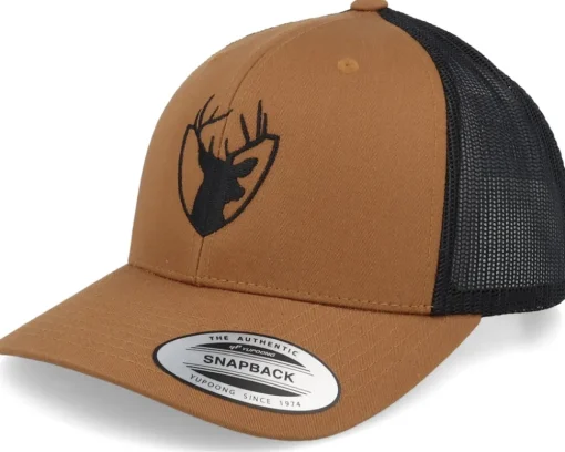 Trucker-Hunter Deer Silhouette Crest Caramel/Black Trucker -