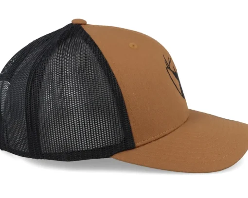 Trucker-Hunter Deer Silhouette Crest Caramel/Black Trucker -
