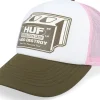 Trucker | Skate-HUF Demolition Crew Hat /Pink/Olive Trucker - White
