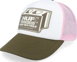 Trucker | Skate-HUF Demolition Crew Hat /Pink/Olive Trucker - White