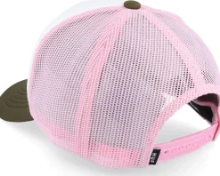 Trucker | Skate-HUF Demolition Crew Hat /Pink/Olive Trucker - White