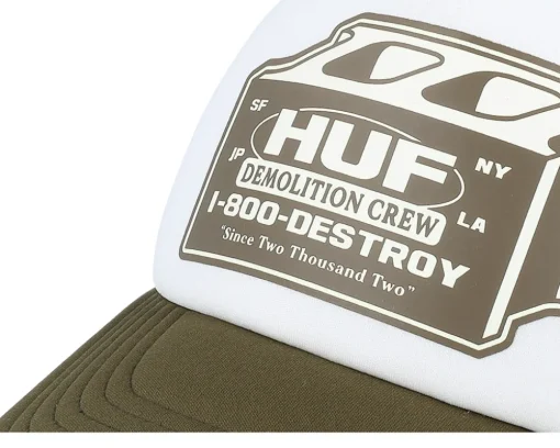 Trucker | Skate-HUF Demolition Crew Hat /Pink/Olive Trucker - White