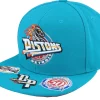 Snapback-Mitchell & Ness Detroit Pistons Front Face Teal Snapback -
