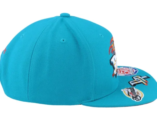 Snapback-Mitchell & Ness Detroit Pistons Front Face Teal Snapback -