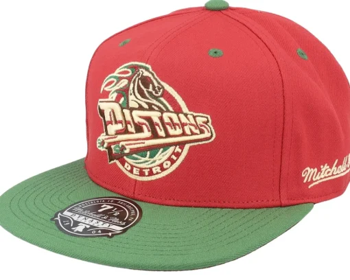 Fashion Mitchell & Ness Detroit Pistons Nightmare Red/Green Fitted -