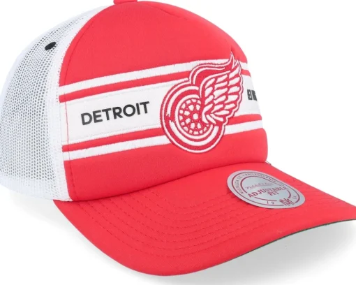 Trucker-Mitchell & Ness Detroit Wings Sideline Vintage /White A-frame Trucker - Red