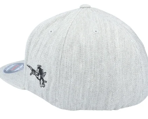 Snapback-Iconic Devil & Angel Ak47 Side Heather Grey Flat Brim Snapback -