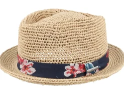 Straw Hat-Stetson Diamond Raffia Crochet Beige Straw Hat -