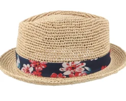 Straw Hat-Stetson Diamond Raffia Crochet Beige Straw Hat -