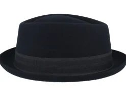 Pork Pie Hats-Stetson Diamond Woolfelt Black Porkpie -