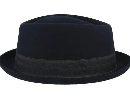 Pork Pie Hats-Stetson Diamond Woolfelt Black Porkpie -