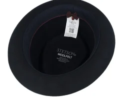 Pork Pie Hats-Stetson Diamond Woolfelt Black Porkpie -