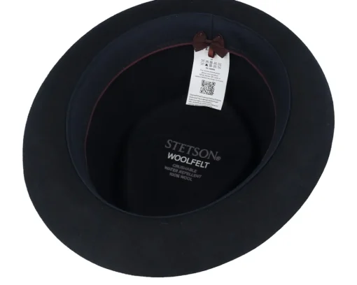 Pork Pie Hats-Stetson Diamond Woolfelt Black Porkpie -