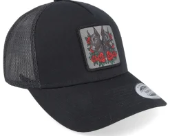 Trucker-Iconic Dobermann & Roses A-framed Trucker - Black