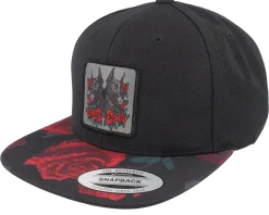 Trucker-Iconic Dobermann & Roses A-framed Trucker - Black