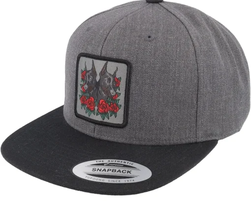 Trucker-Iconic Dobermann & Roses A-framed Trucker - Black