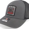 Trucker-Iconic Dobermann & Roses Grey A-framed Trucker -