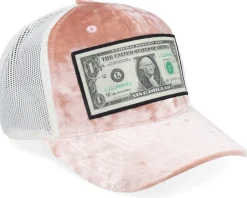 Trucker | Velvet Caps-Calza Pennello Dollar Bill Velvet Peach/Ivory A-frame Trucker - Pink