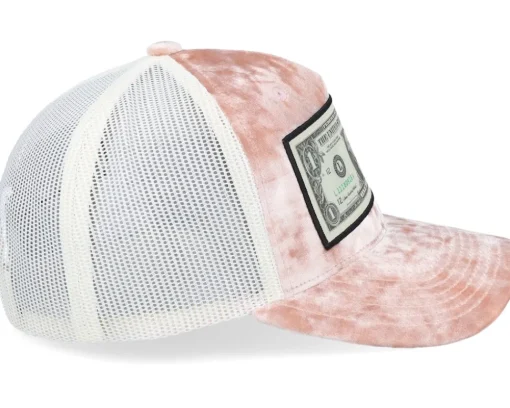 Trucker | Velvet Caps-Calza Pennello Dollar Bill Velvet Peach/Ivory A-frame Trucker - Pink
