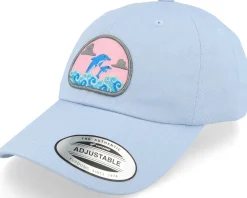 Dad Cap-Abducted Dolphin On Waves Patch Light Blue Dad Cap -
