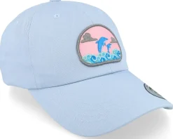 Dad Cap-Abducted Dolphin On Waves Patch Light Blue Dad Cap -
