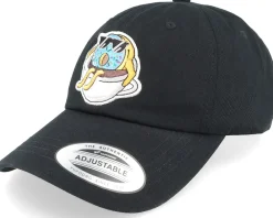 Dad Cap-Abducted Doughnut In Coffe Cup Patch Black Dad Cap -