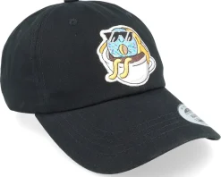 Dad Cap-Abducted Doughnut In Coffe Cup Patch Black Dad Cap -