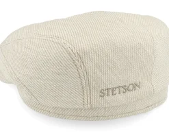 Online Stetson Driver Cap Cotton/Lin Twill Beige/Off White Flat Cap -
