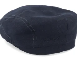 Flat Caps-Stetson Driver Cap Linen 1 Black Flat Cap -